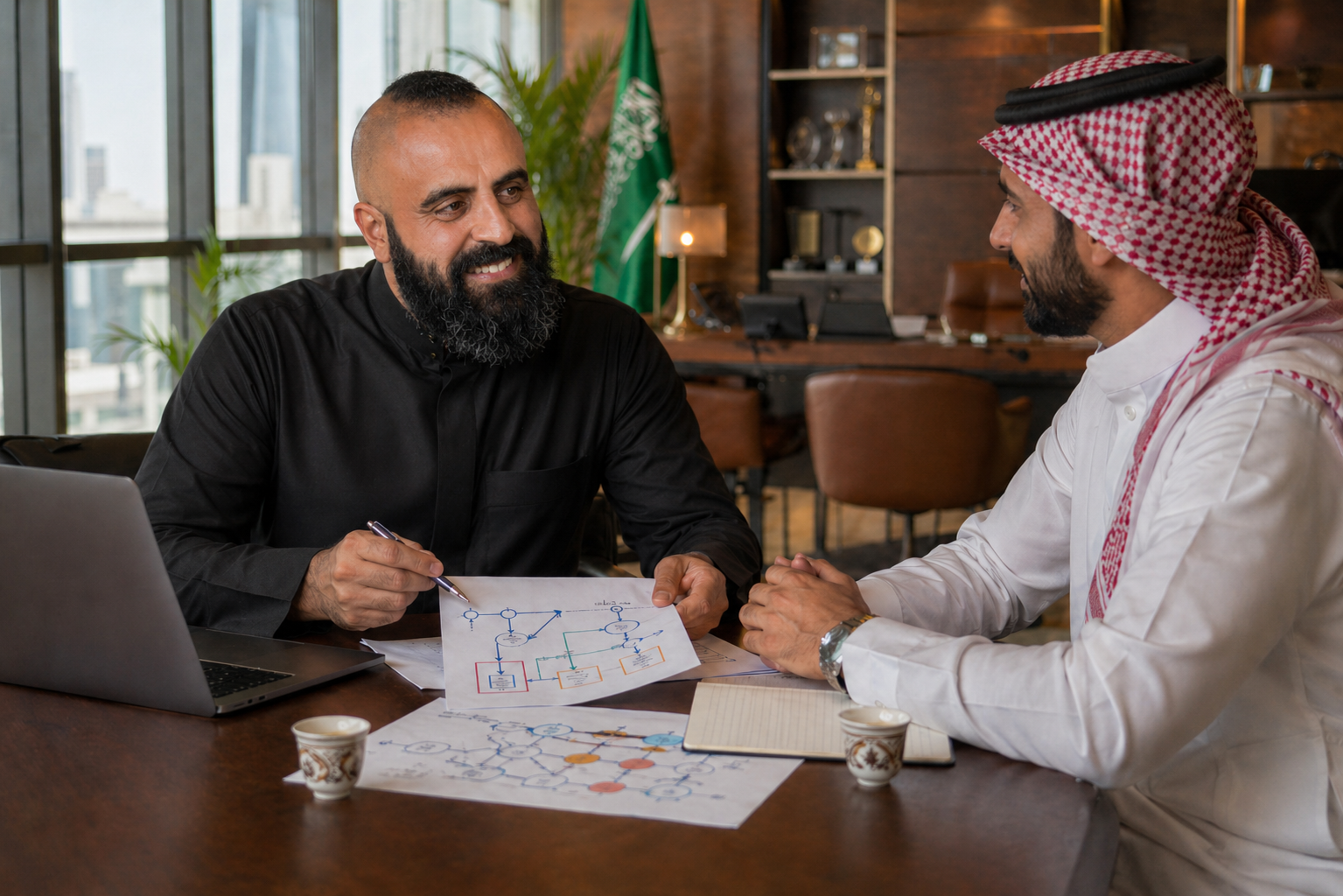 AI workflow sprint session with a Saudi business owner